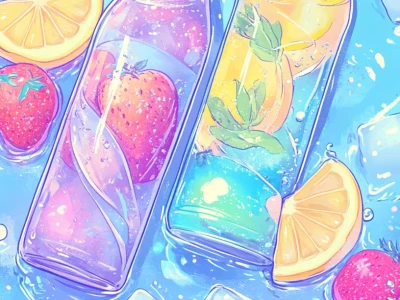 夏天中的彩色气泡水