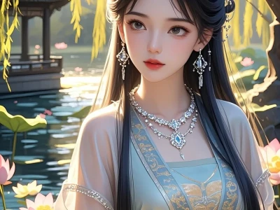 柳树旁的古装美女