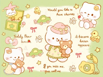 平板壁纸|夏日多巴胺小动物&小猫派派🐱