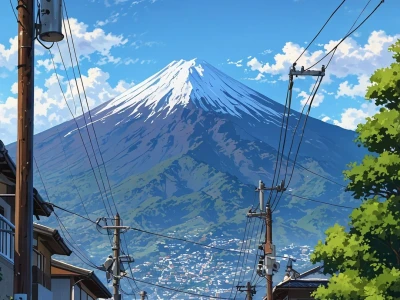 Wallpaper 富士山 街景