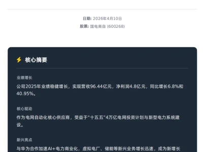 国电南自600268,投资分析报告,研报