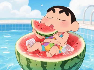 蜡笔小新の泳池西瓜奇遇记！