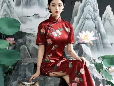 🎀中式水墨风 | 旗袍女子与萌猫的诗意栖居✨
