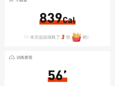 运动打卡，今日卡路里消耗完成✅