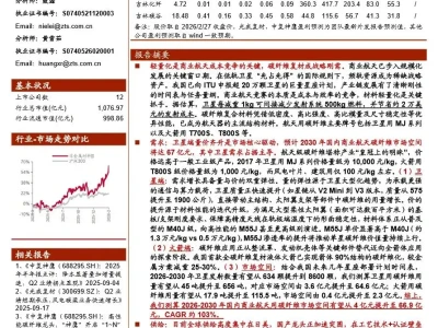 【证券研报】商业航天材料深度研究系列之碳纤维:商业航天用高性能碳纤维迎量价齐升新周期