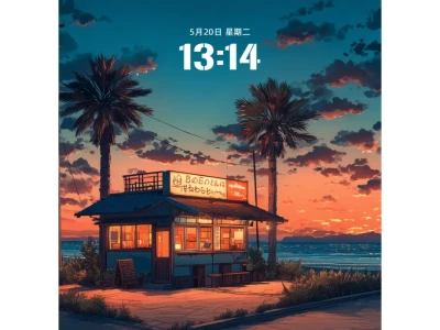治愈插画壁纸｜暮色海边🏝️
