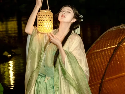 佳人赏荷姿,情牵为哪般?