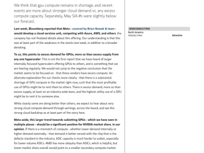 研报·摩根士丹利《半导体周报:Meta GPU 产业分析 & SIA 5 月行业数据》