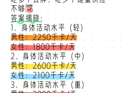 成人每日需要多少能量呢?