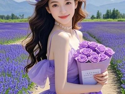 唯美浪漫、花海少女、紫色浪漫、紫色浪漫
