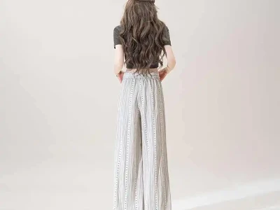杏色印花薄款防晒阔腿裤女20525夏季新