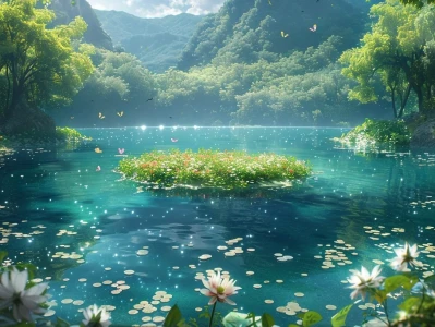 梦幻湖水|湖心岛|梦幻电脑壁纸