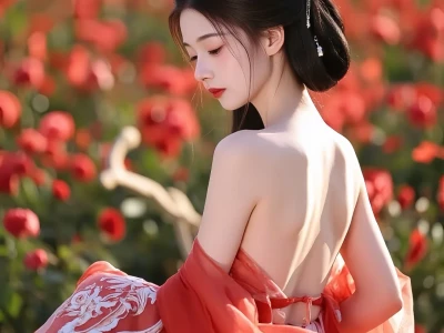 天呐!红衣红花古风美女,简直人间尤物!