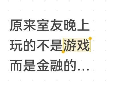 原来室友晚上玩的不是游戏 而是金融的……