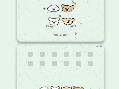 ipad壁纸｜绿色护眼线条小狗｜INS风卡通壁纸