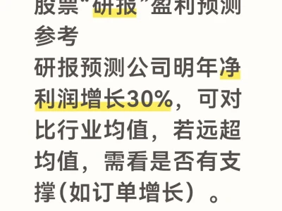股票“研报”盈利预测参考