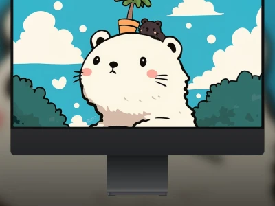壁纸 | 蓝蓝天空白云飘飘 海獭带着小宝宝