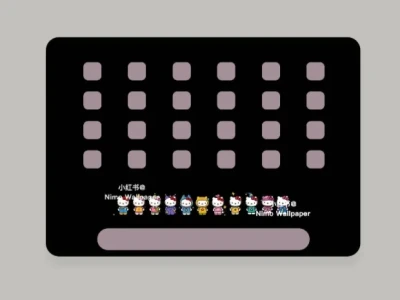 可爱Hello Kitty排排站丨黑色ipad壁纸超可