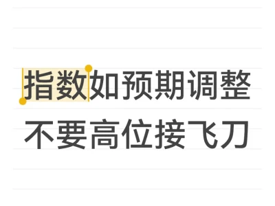指数如预期调整 不要高位接飞刀