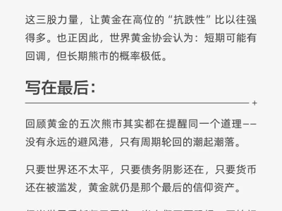 世界黄金协会：黄金历史5次熊市复盘