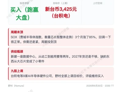 每日投行研报——6.30 野村119页重磅研报,看多亚洲AI硬件供应链,称AI周期未见顶