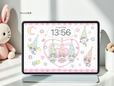 A423飞天小女警魔法帽 铅笔画平板壁纸分享