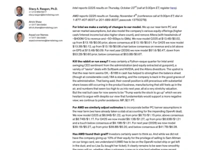 伯恩斯坦研报：半导体行业-Q3业绩预览