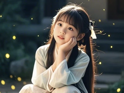 月光洒落，少女轻捧流萤，古风之美……
