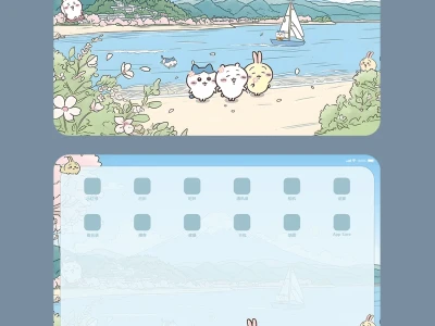 🐬富士山下·海边吉伊卡哇平板壁纸|136