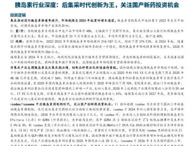 研报 | 胰岛素行业深度:后集采时代创新为王,关注国产新药投资机会