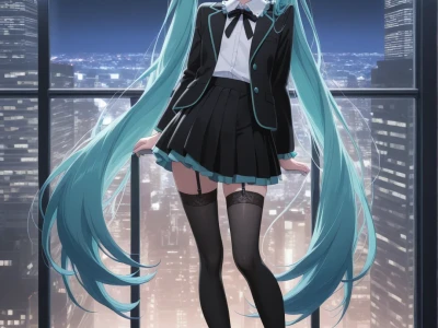 初音未来-黑色吊带袜