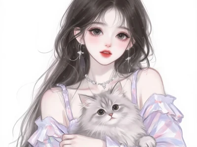 从此少女配猫猫,唯美女生头像