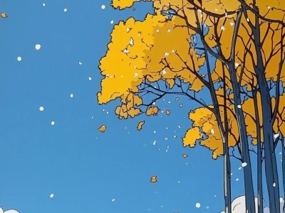 场景插画,蓝天白云,冬季快乐