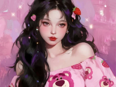 草莓熊粉色可爱女头!!