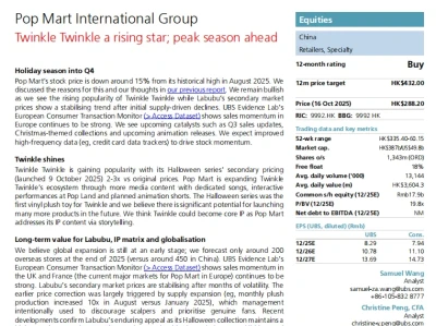 【UBS最新研报】泡泡玛特：Twinkle 爆火