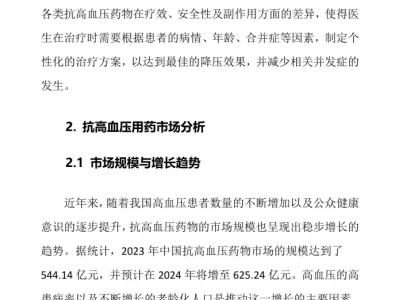2025年抗高血压用药行业前景趋势分析报告