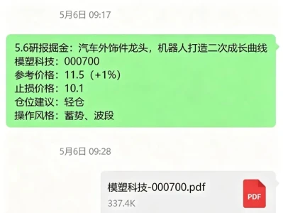 研报掘金案例分享:模塑科技(000700)