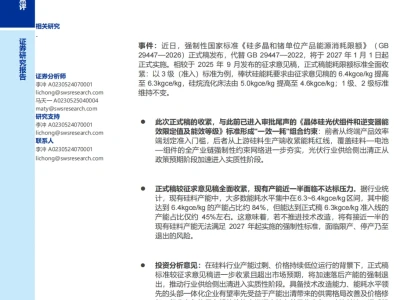 『研报』硅料能耗强制标准正式落地,供给侧出清进入实质性阶段