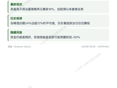 每日投行研报—— 7.3 高盛:近期剧烈回调(“动量抛售”)分析及后续展望