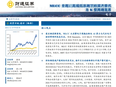 研报速读/MLCC 专题:高端化浪潮下的国产替代 与 K 型周期复苏