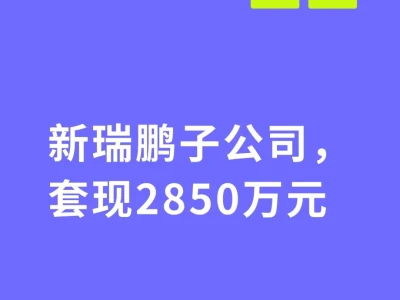 新瑞鹏子公司，套现2850万元