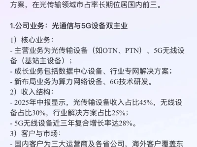 烽火科技研报要点