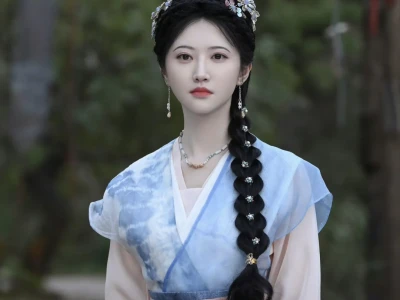 蓝袖翩跹🩵女明星绝美蓝色古装造型