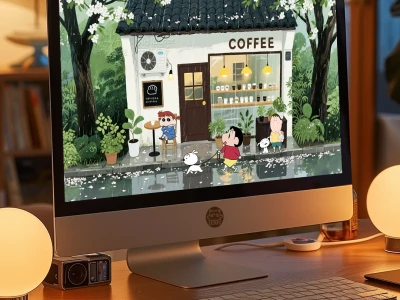 ☕️街边的咖啡小店·蜡笔小新电脑壁纸|333