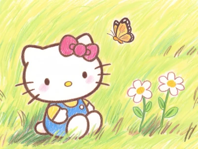 彩铅涂鸦✏️Q版kitty pad壁纸