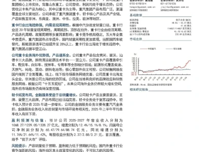 【研报-5077】中国重汽:重卡行业龙头,出海领域标杆