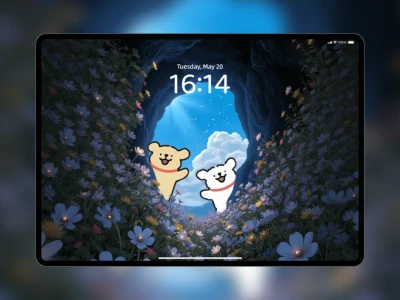 🌷开满鲜花的山洞｜线条小狗平板壁纸