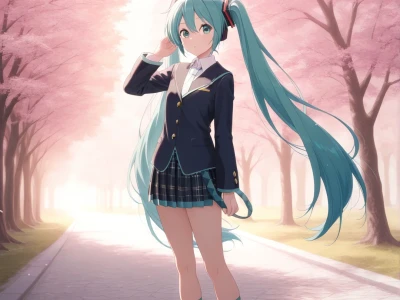 初音未来-海军蓝及膝袜