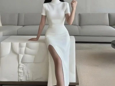 极简白裙,搭配黑丝是一绝
