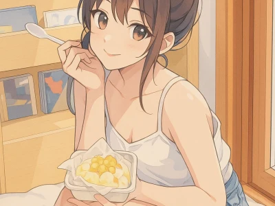 夏日清凉时刻，甜美女孩享冰品
